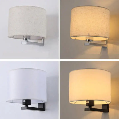 Chinese style silver & black wall lamp with warm cloth cover bedroom