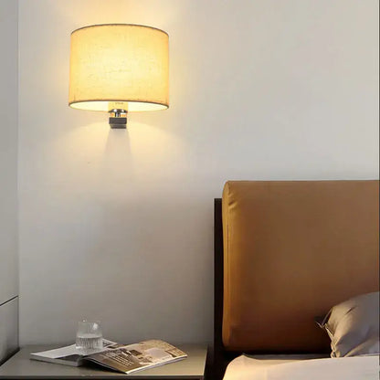 Chinese style silver & black wall lamp with warm cloth cover bedroom