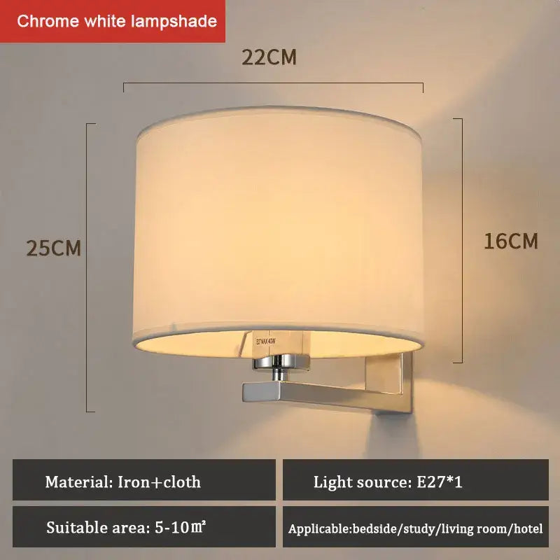 Chinese style silver & black wall lamp with warm cloth cover bedroom