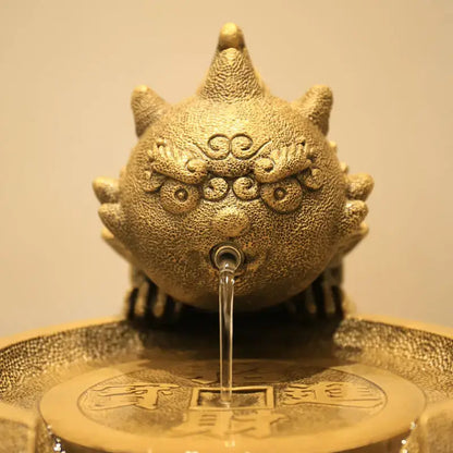 Golden chinese style wealth attracting ornaments living room fountain