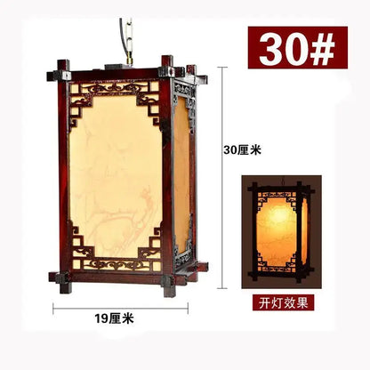 Antique chinese style wood lantern dining room pendant light