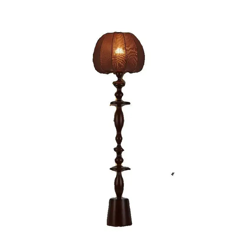 Retro dark brown chinese tassels floor lamp for living room