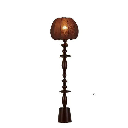Retro dark brown chinese tassels floor lamp for living room