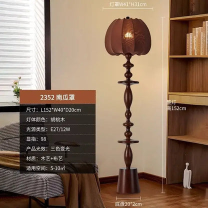 Retro dark brown chinese tassels floor lamp for living room