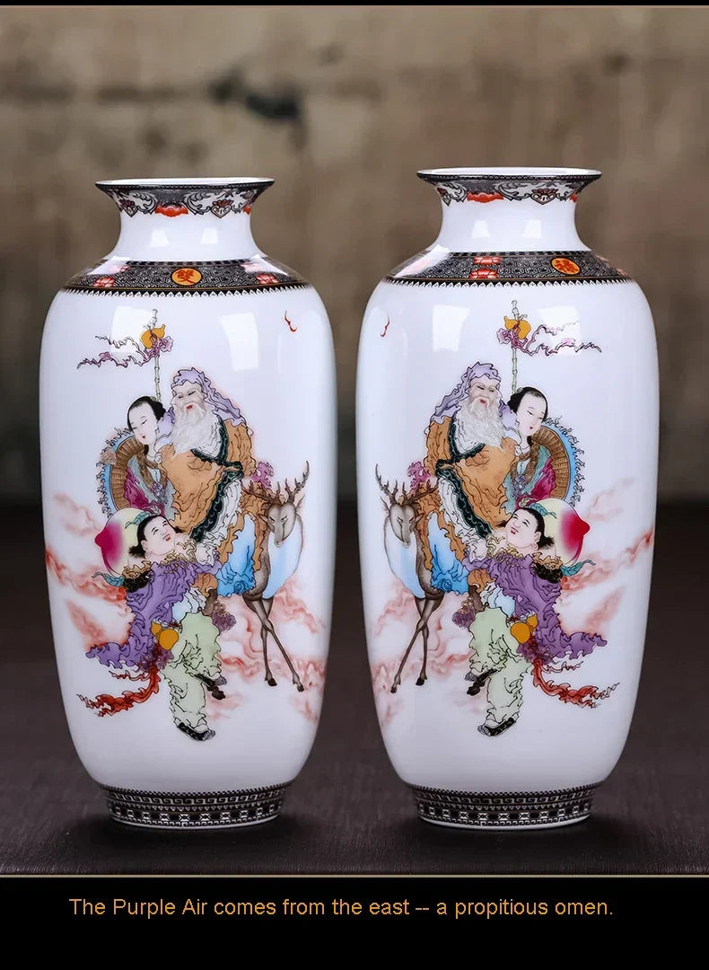 DecorBites™ Chinese Traditional Ceramic Vase for Home Decor