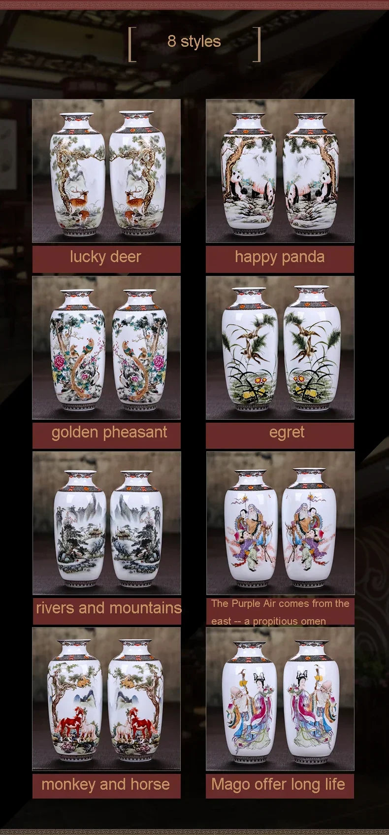 DecorBites™ Chinese Traditional Ceramic Vase for Home Decor
