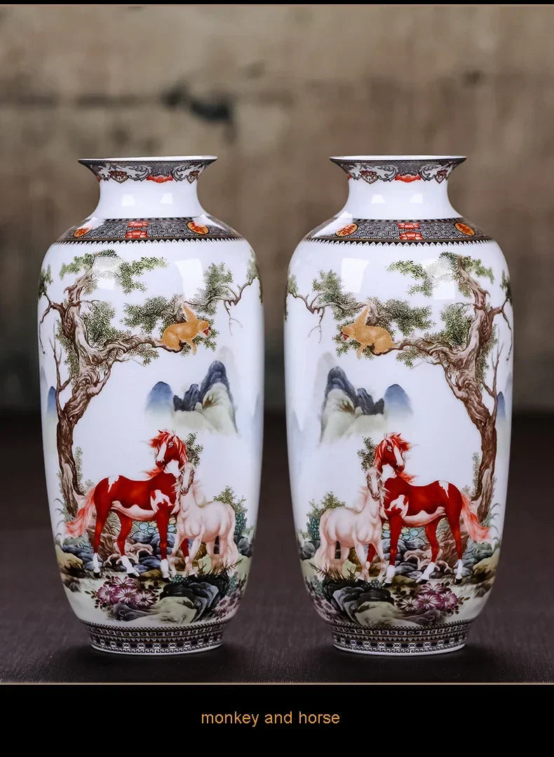 DecorBites™ Chinese Traditional Ceramic Vase for Home Decor