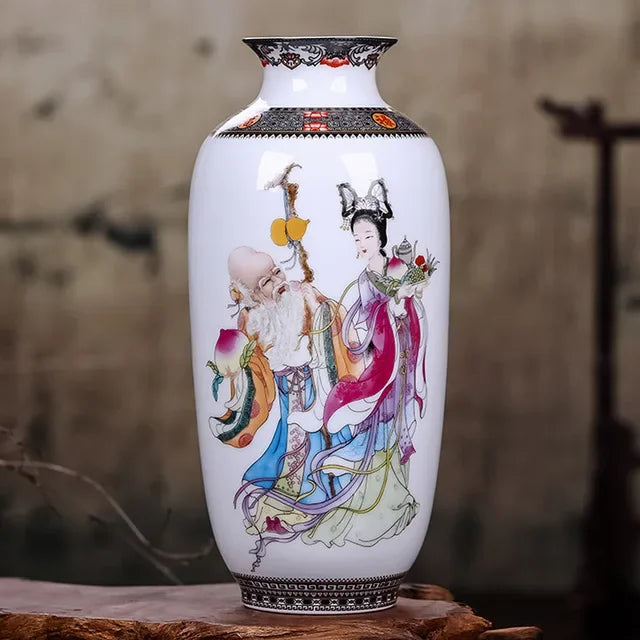 DecorBites™ Chinese Traditional Ceramic Vase for Home Decor