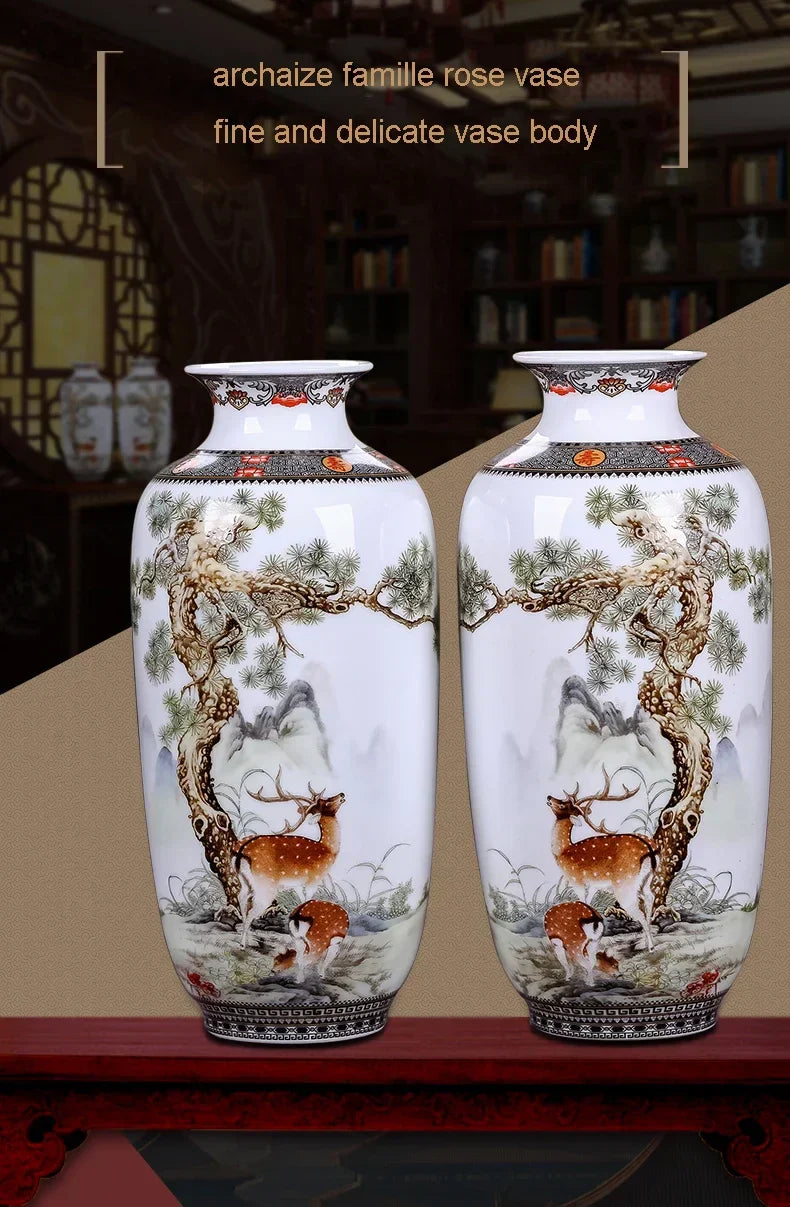 DecorBites™ Chinese Traditional Ceramic Vase for Home Decor