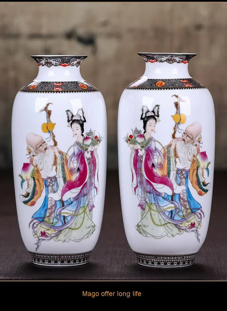 DecorBites™ Chinese Traditional Ceramic Vase for Home Decor
