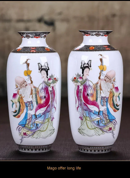 DecorBites™ Chinese Traditional Ceramic Vase for Home Decor