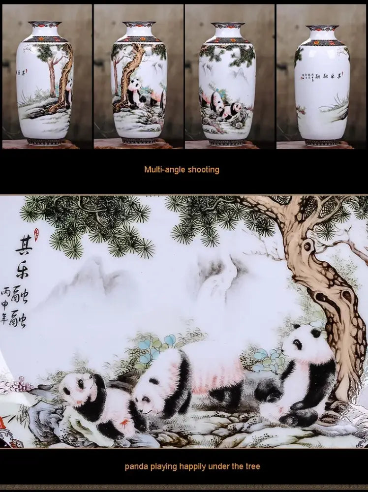 Chinese traditional white ceramic deer vase living room home decor