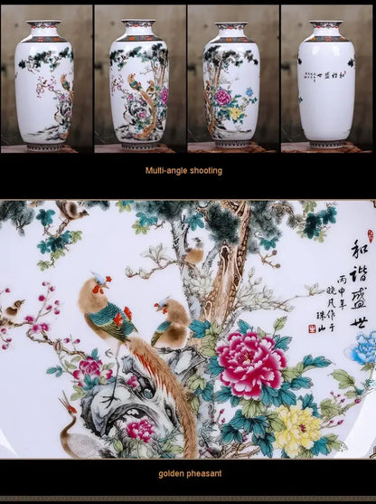 Chinese traditional white ceramic deer vase living room home decor
