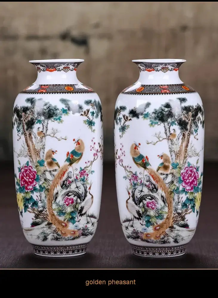 Chinese traditional white ceramic deer vase living room home decor
