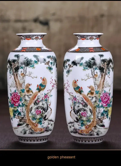 Chinese traditional white ceramic deer vase living room home decor