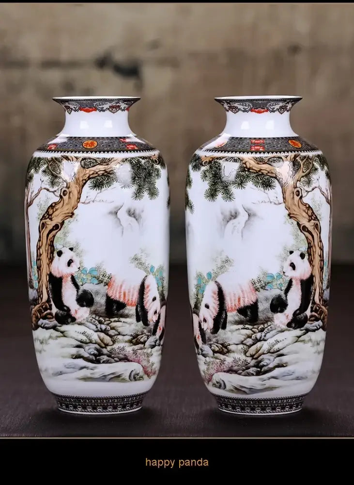 Chinese traditional white ceramic deer vase living room home decor