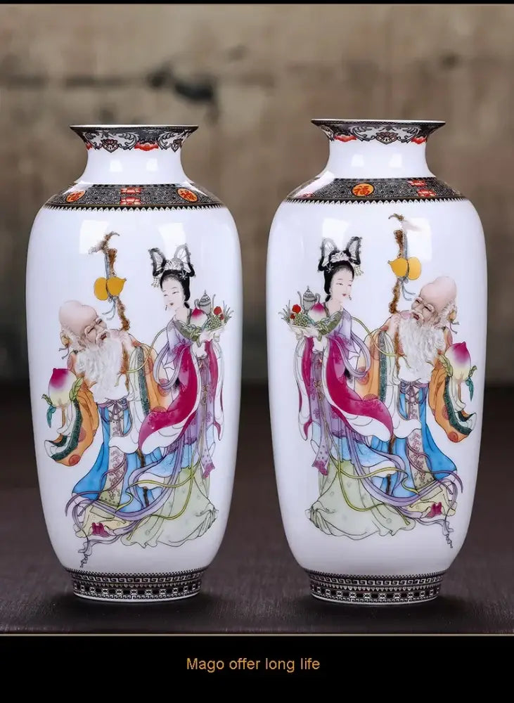 Chinese traditional white ceramic deer vase living room home decor