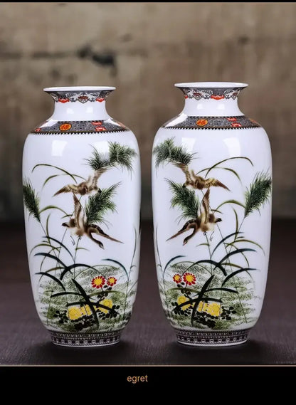 Chinese traditional white ceramic deer vase living room home decor
