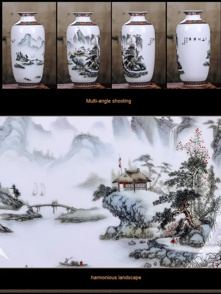 Chinese traditional white ceramic deer vase living room home decor
