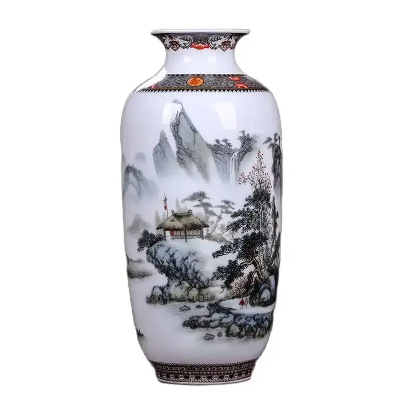 Chinese traditional white ceramic deer vase living room home decor