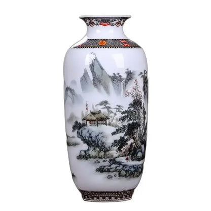 Chinese traditional white ceramic deer vase living room home decor