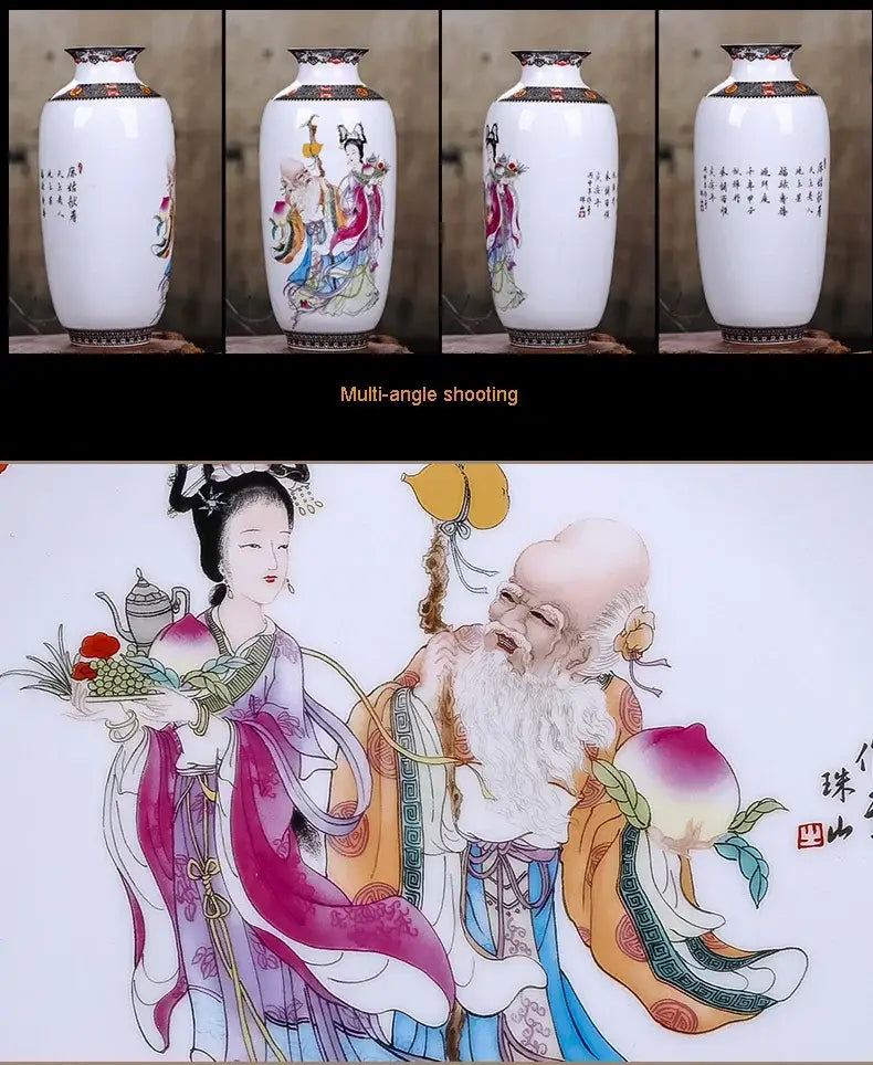 Chinese traditional white ceramic deer vase living room home decor