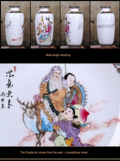 Chinese traditional white ceramic deer vase living room home decor