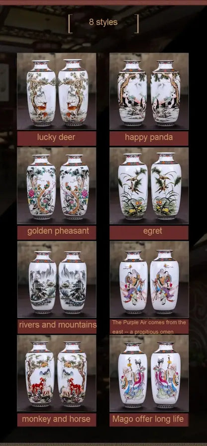 Chinese traditional white ceramic deer vase living room home decor