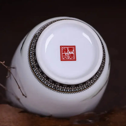 Chinese traditional white ceramic deer vase living room home decor