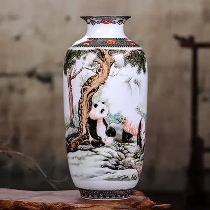Chinese traditional white ceramic deer vase living room home decor
