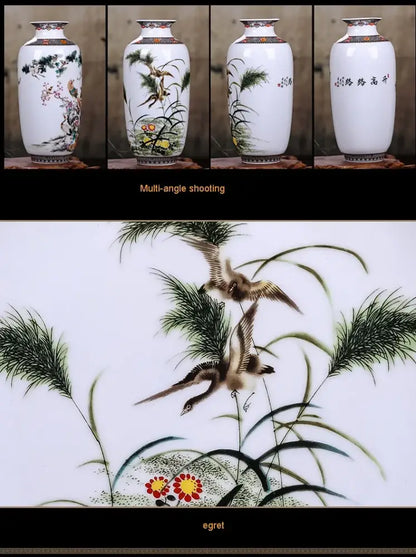 Chinese traditional white ceramic deer vase living room home decor