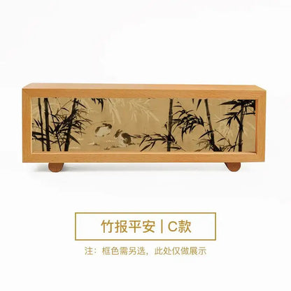 Chinese wind lamp wooden bamboo night light bedroom decor