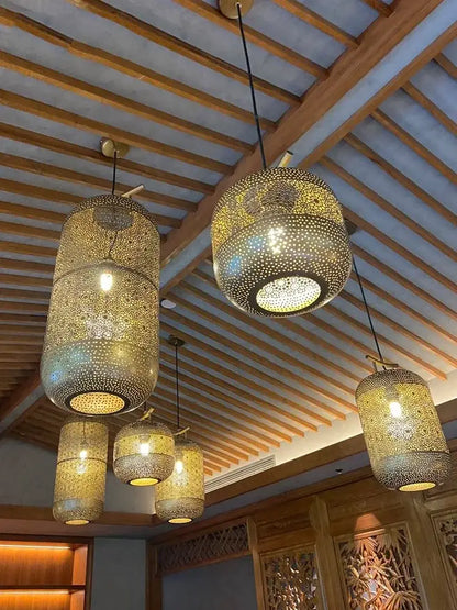 Moroccan gold birdcage pendant light for dining room tea room