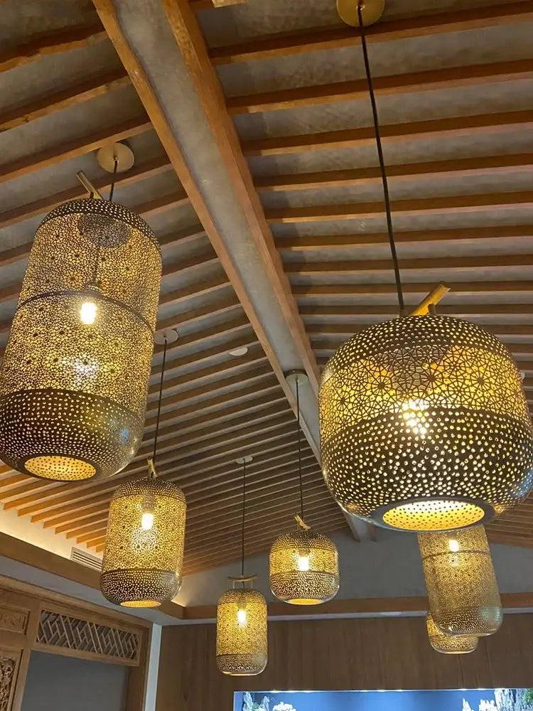 Moroccan gold birdcage pendant light for dining room tea room