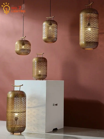 Moroccan gold birdcage pendant light for dining room tea room