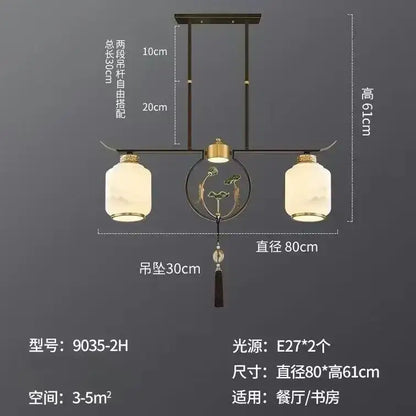 Modern brass chinese zen chandelier with leaf glass for living room