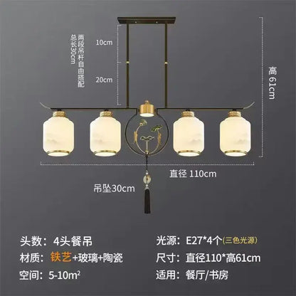 Modern brass chinese zen chandelier with leaf glass for living room