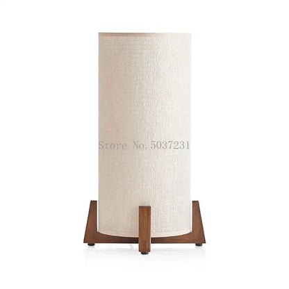 Zen cream cylindrical wooden floor lamp for living room