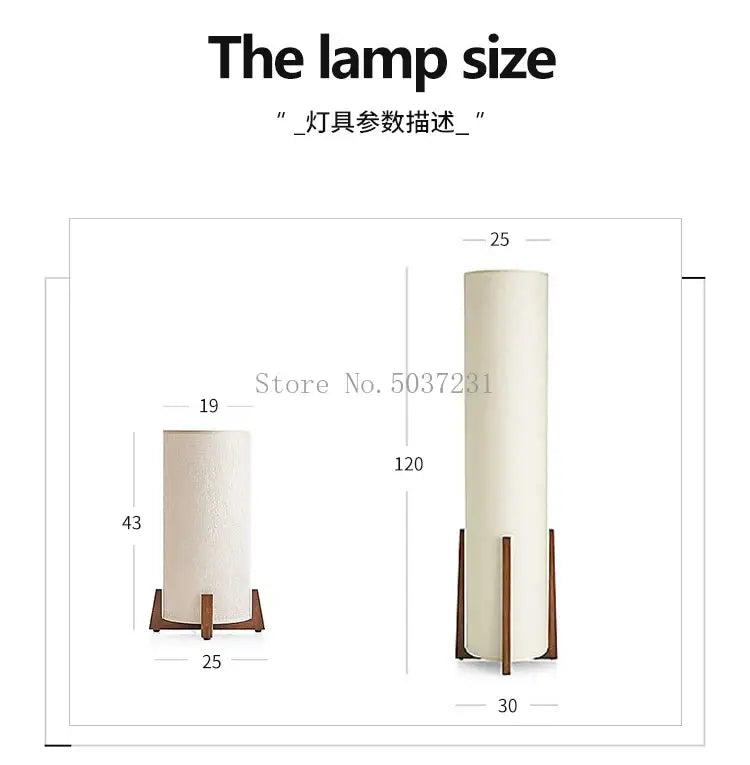 Zen cream cylindrical wooden floor lamp for living room
