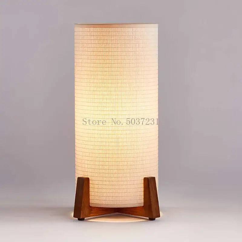 Zen cream cylindrical wooden floor lamp for living room