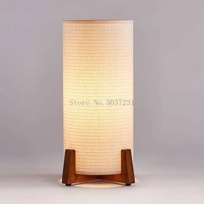Zen cream cylindrical wooden floor lamp for living room