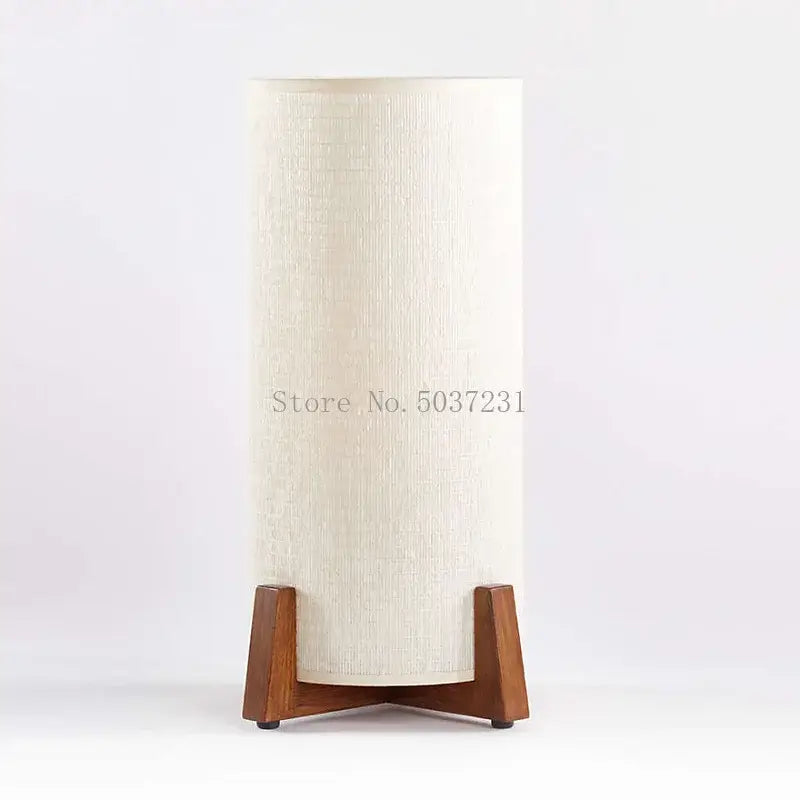 Zen cream cylindrical wooden floor lamp for living room