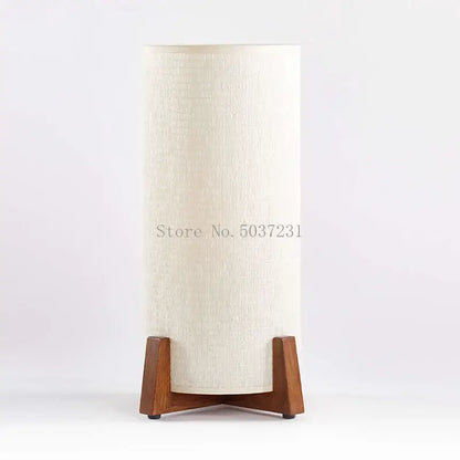 Zen cream cylindrical wooden floor lamp for living room