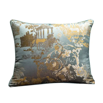 Yellow chinoiserie butterfly embroidered cushion cover living room