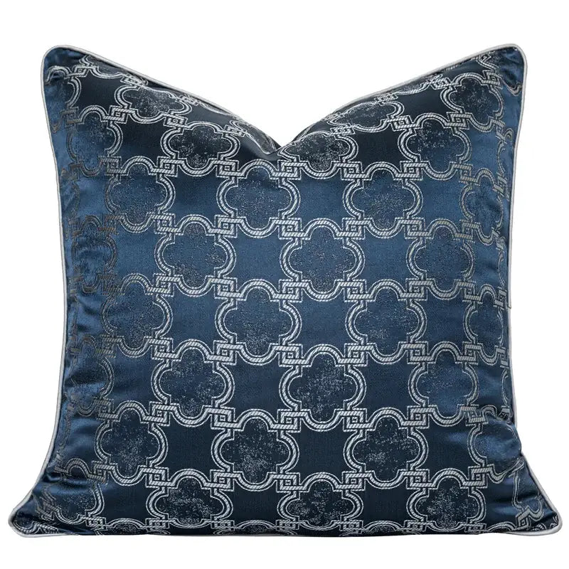 Chinoiserie decor throw pillow cover cream & blue living room