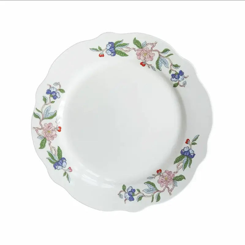 Chinoiserie floral birds white porcelain dinner plate – dining room
