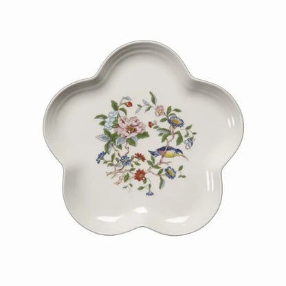 Chinoiserie floral birds white porcelain dinner plate – dining room