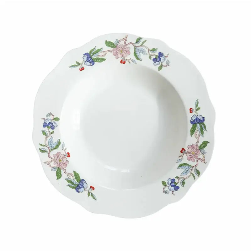 Chinoiserie floral birds white porcelain dinner plate – dining room