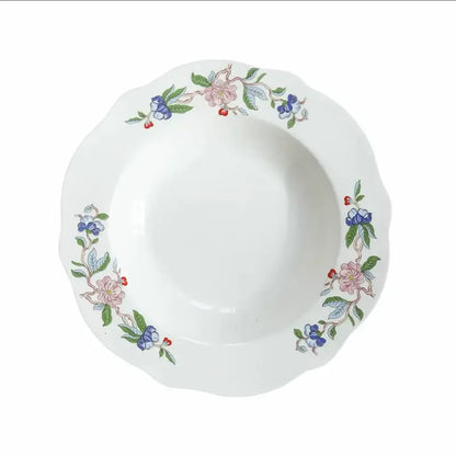 Chinoiserie floral birds white porcelain dinner plate – dining room