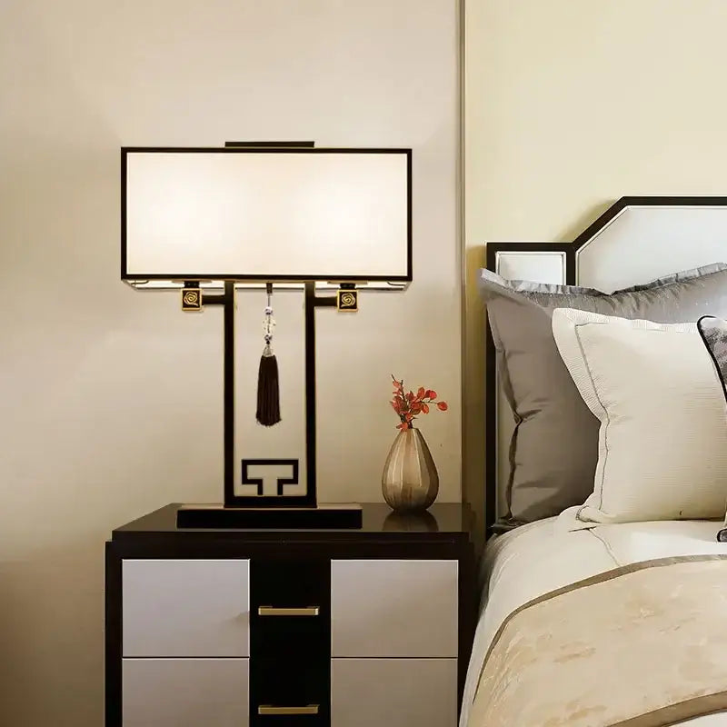 Chinoiserie style black and gold floor lamp for living room